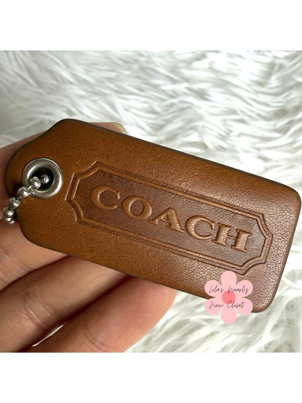 2" Vintage Coach y2k Brown Red Fob Bag Charm Hang tag Hangtag